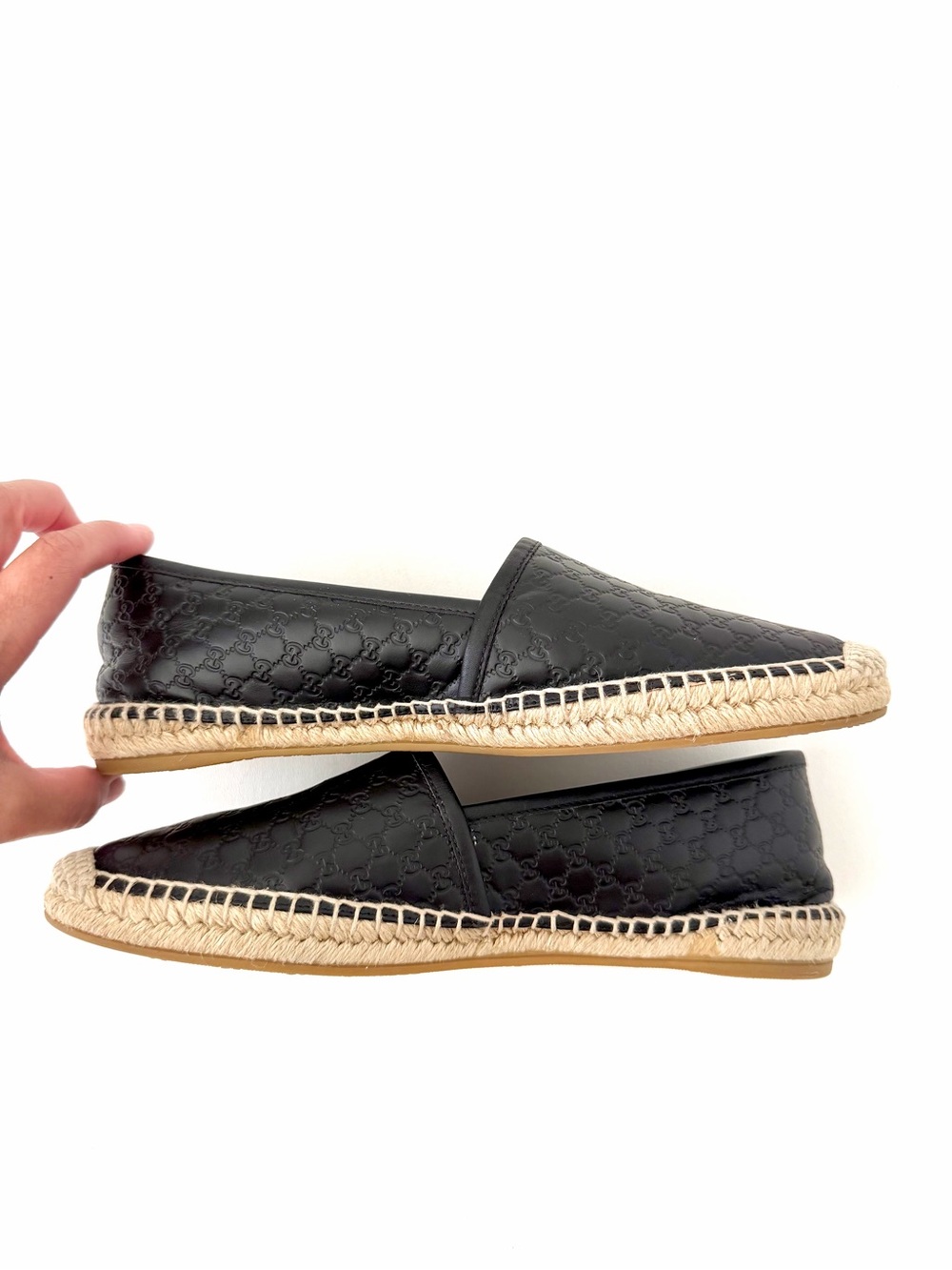 GUCCI | Micro GG Guccissima Monogram Leather Espadrille Flats Black‎ EU 40 - Picture 7 of 12